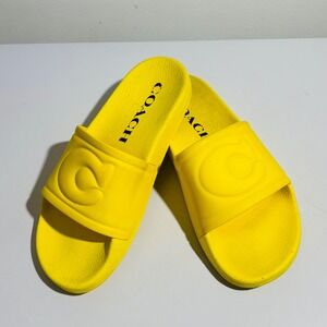 Coach Ulla Yellow Slides Women's Casual Pool Slip-On Sandal Sz 7B
